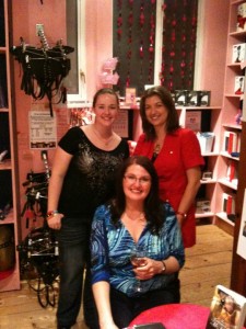 Holly launch with Kay Jaybee and Lucy Felthouse celebrating at Sh!